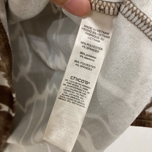 Chico's size XL/3 Brown White Soft Stretch Crew Neck Long Sleeve Pullover Top - Picture 6 of 8